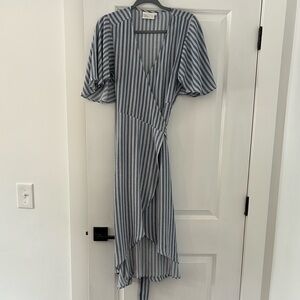 The Room Asymmetrical Blue Striped Dress